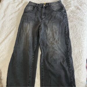 MYOURSA High Waist Loose Wide Leg Jeans NWOT Black Acid Wash